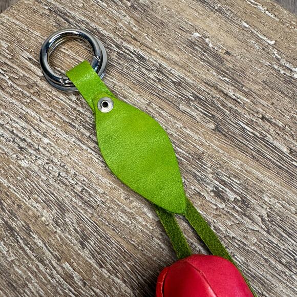 Leather Pretty Pink Tulip Purse Charm Genuine Leather Tulip Flower Bag Charm - Picture 8 of 8
